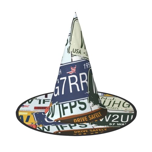 axzttupy Nummernschild Druck Halloween Hexenhut Unisex Karneval Kostüm Zubehör Partys Cosplay und Festlich axzttupy Nummernschild Druck Halloween Hexenhut Unisex Karneval Kostüm Zubehör Partys Cosplay und Festlich von axzttupy