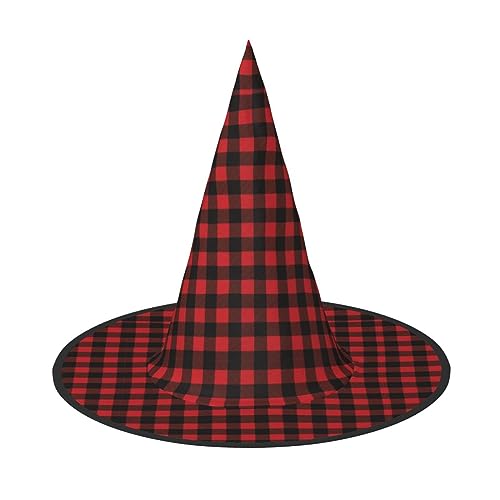 axzttupy Plaid Rot und Schwarz Druck Halloween Hexenhut Unisex Karneval Kostüm Zubehör Party Cosplay und Festlich axzttupy Plaid Rot und Schwarz Druck Halloween Hexenhut Unisex Karneval Kostüm Zubehör Party Cosplay und Festlich von axzttupy