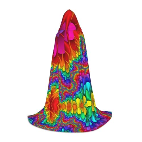 axzttupy Regenbogen, Batikfärbung, roter Druck, unisex, mit Kapuze, Umhang in voller Länge, für Zauberer, Weihnachten, Karneval, Halloween, Cosplay axzttupy Regenbogen, Batikfärbung, roter Druck, unisex, mit Kapuze, Umhang in voller Länge, für Zauberer, Weihnachten, Karneval, Halloween, Cosplay von axzttupy