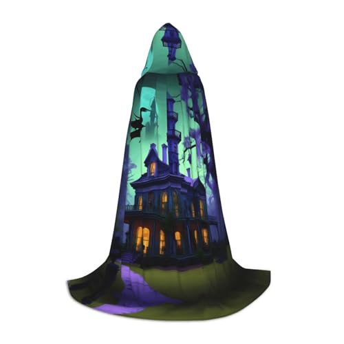 axzttupy Schwarzer Haunted Mansion Print Unisex Kapuzenumhang in voller Länge für Zauberer Weihnachten Karneval Halloween Cosplay axzttupy Schwarzer Haunted Mansion Print Unisex Kapuzenumhang in voller Länge für Zauberer Weihnachten Karneval Halloween Cosplay von axzttupy