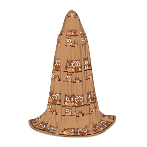 axzttupy Süßer brauner Cartoon-Eulen-Druck, Unisex, mit Kapuze, volle Länge, Umhang für Zauberer, Weihnachten, Karneval, Halloween, Cosplay axzttupy Süßer brauner Cartoon-Eulen-Druck, Unisex, mit Kapuze, volle Länge, Umhang für Zauberer, Weihnachten, Karneval, Halloween, Cosplay von axzttupy