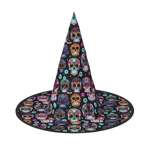 axzttupy Sugar Skull Print Halloween Hexenhut Unisex Karneval Kostüm Zubehör Party Cosplay und Festlich axzttupy Sugar Skull Print Halloween Hexenhut Unisex Karneval Kostüm Zubehör Party Cosplay und Festlich von axzttupy