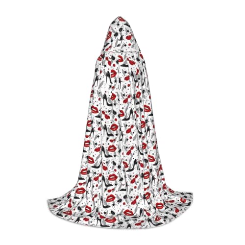 axzttupy Umhang mit Lippen und High Heels, Unisex, mit Kapuze, volle Länge, für Zauberer, Weihnachten, Karneval, Halloween, Cosplay axzttupy Umhang mit Lippen und High Heels, Unisex, mit Kapuze, volle Länge, für Zauberer, Weihnachten, Karneval, Halloween, Cosplay von axzttupy