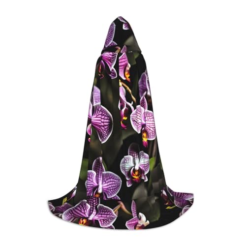 axzttupy Violetter Orchideen-Druck, Unisex, mit Kapuze, Umhang in voller Länge, für Zauberer, Weihnachten, Karneval, Halloween, Cosplay axzttupy Violetter Orchideen-Druck, Unisex, mit Kapuze, Umhang in voller Länge, für Zauberer, Weihnachten, Karneval, Halloween, Cosplay von axzttupy