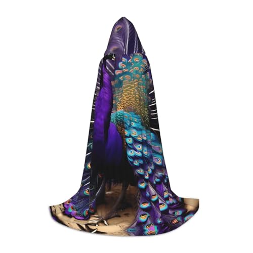 axzttupy Violetter Pfauen-Umhang mit Kapuze, Unisex, volle Länge, für Zauberer, Weihnachten, Karneval, Halloween, Cosplay axzttupy Violetter Pfauen-Umhang mit Kapuze, Unisex, volle Länge, für Zauberer, Weihnachten, Karneval, Halloween, Cosplay von axzttupy