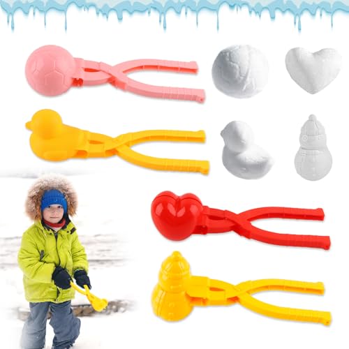 badaren 4 Stück Schneeball Clip, Schneeball Former, Plastikschneeballclip, Winter Outdoor-Aktivitäten, für Schneeballschlachten für Kinder und, Zufällige Farben von badaren