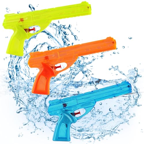 badaren 3er-Pack Wasserpistole Spielzeug, Wasserpistole für Kinder, Nostalgische Retro-Water Gun, Transparente Wasserspritzpistolen, Sommer-Pool-Strand-Wasserparty-Spielzeug von badaren