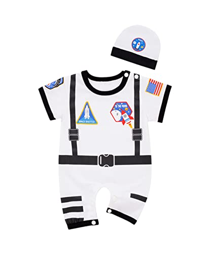 Astronauten-Kostüm für Babys, Jungen, Mädchen, Overall, Uniform, Kostüm mit Hut (0-3 Monate) von bakjuno