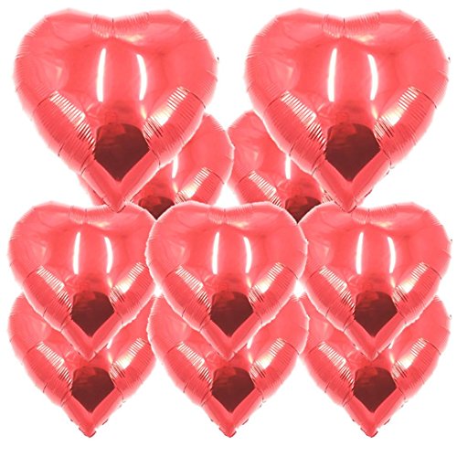 ballonfritz® Herzballons Set in rot mit 8x 18" und 2x 24" 10-tlg. - XXL Folienballon-Set als Hochzeit Deko, Geschenk oder Liebes-Überraschung zum Valentinstag von ballonfritz