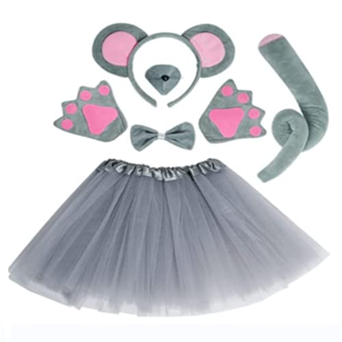 baotongle Maus Kostüm Set Ohren/Schwanz/Fliege Tutu Tierkleid Set Kinder Maus Kostüm Kostümparty, Faschingskostüme kinder Karneval von baotongle