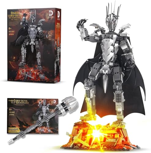 Magic Rings Sammlung: Dark Lord Sauron Mech Modell Baustein mit Magma Basis – Klemmbausteine für Erwachsene und Kinder (8-12 Jahre), Ideas Sammlergeschenk für Filmfans (879 Teile) von barweer