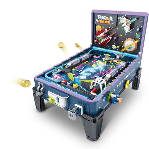 Space Wars Pinball Machine Klemmbausteine Building Set mit visuellen und akustischen Effekten, ideas Technik Weltraum Pinball Modell Weihnachten Bausteine Christmas für Erwachsene Kinder (2309 Teile) von barweer