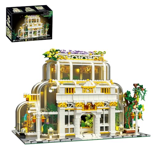 barweer Klemmbausteine Haus Bausteine,Groß Garden Neoklassizistischer Botanischer Modular Building mit Licht,City Architecture Modell Bausatz Set für Erwachsene (2231 Stück) von barweer