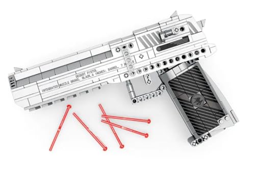 barweer Klemmbausteine Desert Eagle Pistole Bausteine Set, Pistole Bausatz mit Schussfunktion Militärwaffe Montage Gun Spielzeug für Kinder Alter 6+（408 Stücke） von barweer