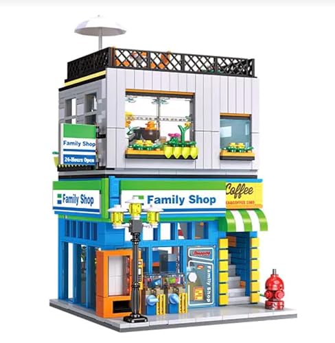 barweer Klemmbausteine Haus Family Shop Architecture Häuser Bausteine Modell Bausatz, Stadthaus Architektur Gebäude House Modular Building Set für Erwachsene und Kinder (1310 Teile) von barweer