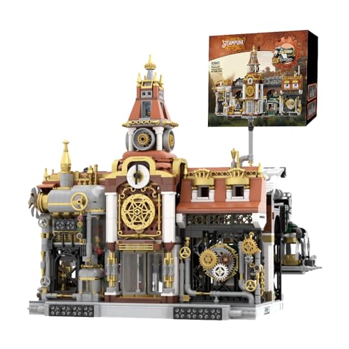 barweer Klemmbausteine Steampunk-Bahnhof Architecture, Modular Buildings Bausatz Set, Ideas Home Büro-Deko Sammeln Geschenk für Erwachsene,Pantasy 85007 (2788 Stücke von barweer