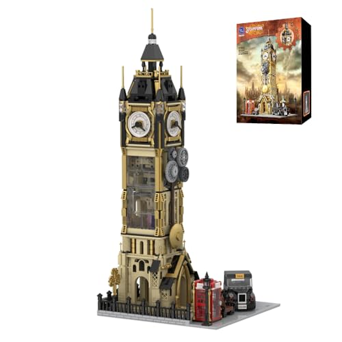 barweer Klemmbausteine Steampunk Clock Tower Park Architecture,Modular Building für Erwachsene Idea Home Büro-Deko Sammeln Geschenk Sammlerstücke,Pantasy 85008 (2460 Stücke) von barweer