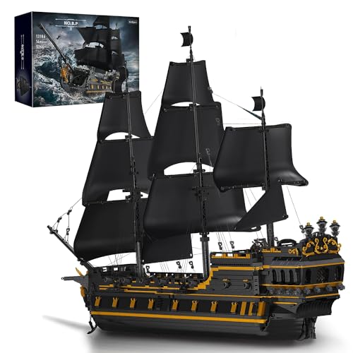 barweer Piratenschiff Technik Klemmbausteine,Groß Black Pearl Schiff Segelschiff Bausteine,Modular Buildings Weihnachten Geschenke für Erwachsene, Mould 13186 ​​Modell (5266 Teile) von barweer