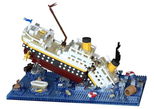 barweer Mini Steine Titanic Technik Building with LED Light, Klemmbausteine Titanic Ship Building Kit with Glacier, Battleship Ship Boot Model, Gift for Adults Jungen Mädchen 8-12+ （2308 Teile） von barweer