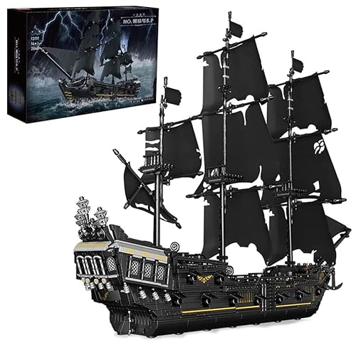 barweer Mould 13111 Piratenschiff Technik Bausteine Modell, Black Pearl Schiff Segelschiff Spielzeug Modular Buildings für Erwachsene und Kind, Klemmbausteine Bausatz (2868 Teile) von barweer