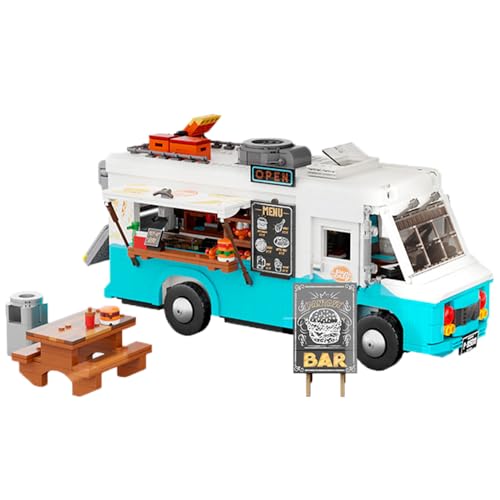 barweer Nostalgisches City Food Truck Klemmbausteine,Retro Wohnmobil Chevrolet P30 Van Baustein, Auto Bus Modell für Erwachsene und Kinder（2196 Teile） von barweer