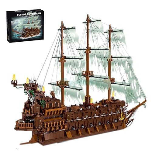 barweer Piratenschiff Technik Klemmbausteine,FlyingDutchman Schiff Segelschiff Buildings Modell, Modellschiff Sammlung Geschenk für Erwachsene und Kinder Mork 031013 (3652 Teile) von barweer