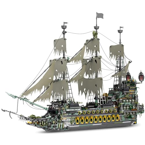 barweer Piratenschiff Technik Klemmbausteine,Groß Fliegendes holländisches Schiff Segelschiff Bausteine,Modular Buildings Weihnachten Geschenke für Erwachsene, 66037 ​​Modell (5266 Teile) von barweer