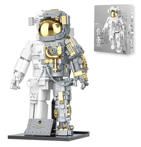 barweer Space Astronaut Bausteine Set,Weltraum Astronaut Modell Heimdekoration Sammlerstück,Geschenk für Erwachsene Jungen,Technik Klemmbausteine Bauspielzeug (804 Teile) von barweer