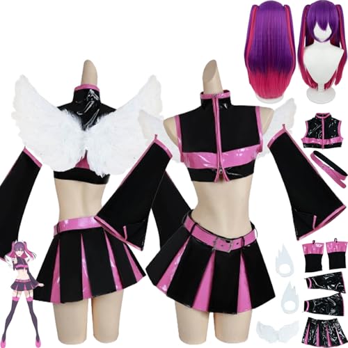 bbganlian Anime 2.5 Dimensional Seduction Cosplay Kostüm Outfit Tachibana Mikari Uniform Komplettes Set Halloween Karneval Dress Up Anzug mit Perücke Flügel für Frauen Mädchen (L) von bbganlian