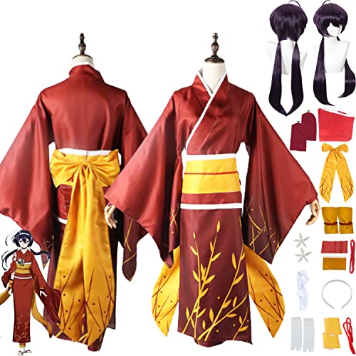 bbganlian Anime Bungou Stray Dogs Izumi Kyouka Cosplay Kostüm Outfit Rollenspiel Uniform Komplettes Set Halloween Karneval Party Dress Up Anzug mit Perücke Ohrringe für Frauen (XXL) von bbganlian