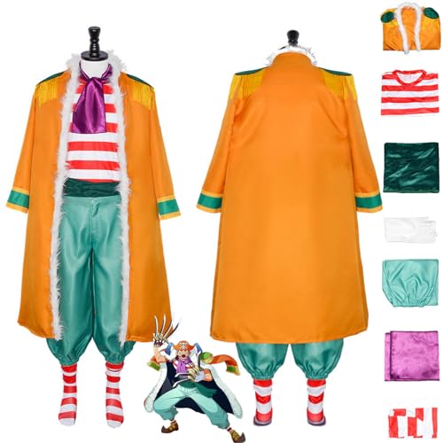 bbganlian Anime Charakter Buggy Cosplay Kostüm Outfit One Piece Monkey D. Luffy Portgas D. Ace Uniform Komplettes Set Halloween Party Karneval Dress Up Anzug für Männer Jungen (M) von bbganlian