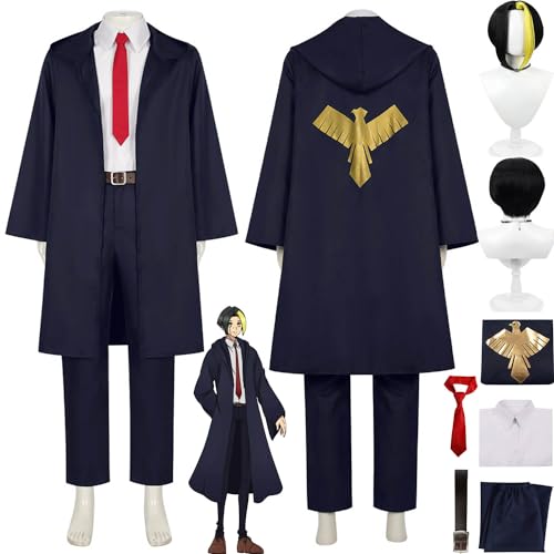 bbganlian Anime Charakter Finn Ames Cosplay Kostüm Outfit Mashle Magic and Muscles Uniform Komplettes Set Halloween Party Karneval Dress Up Anzug mit Perücke für Männer Jungen (L) von bbganlian