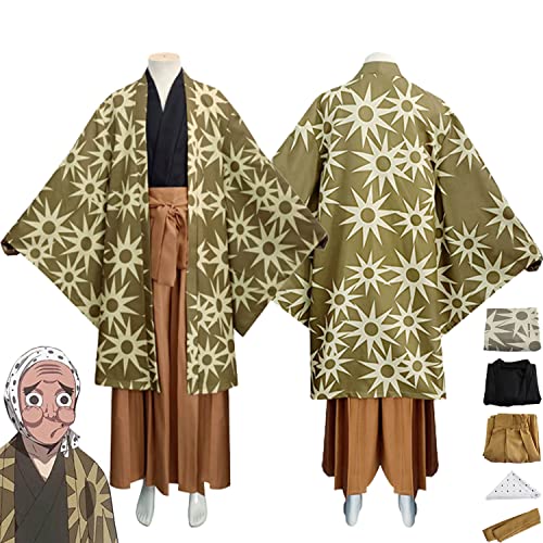 bbganlian Anime Charakter Haganezuka Hotaru Cosplay Kostüm Outfit Dämonentöter Kanroji Mitsuri Uniform Komplettes Set Halloween Karneval Party Dress Up Anzug mit Perücke für Männer (L) von bbganlian