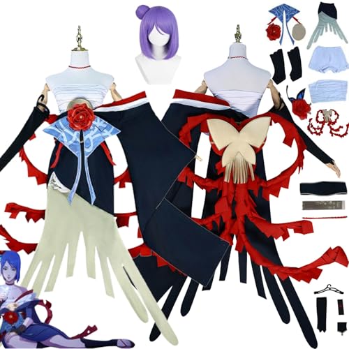 bbganlian Anime Charakter Konan Neue Haut Cosplay Kostüm Outfit Tsunade Rollenspiel Uniform Komplettes Set Halloween Karneval Party Dress Up Anzug mit Perücke für Frauen Mädchen (S) von bbganlian