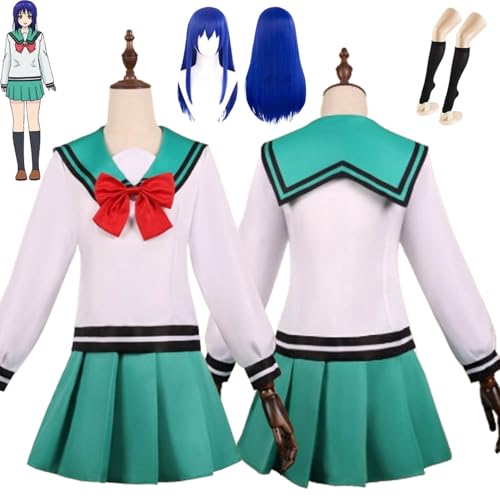 bbganlian Anime Charakter Teruhashi Kokomi Cosplay Kostüm Outfit The Disastrous Life of Saiki K Uniform Komplettes Set Halloween Karneval Dress Up Anzug mit Perücke für Damen (M) von bbganlian