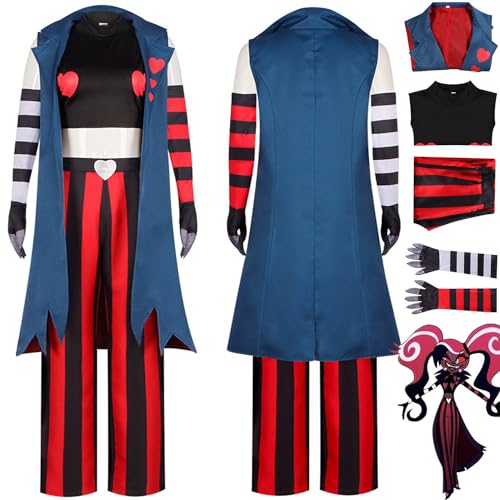 bbganlian Anime Charakter Velvet Cosplay Kostüm Outfit Hazbin Hotel Alastor Uniform Mantel Weste Hose Komplettset Halloween Karneval Party Dress Up Anzug für Frauen Mädchen (XL) von bbganlian