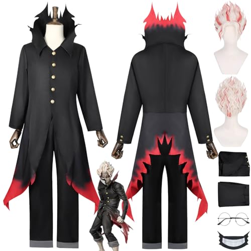 bbganlian Anime Dandadan Ken Takakura Neue Haut Cosplay Kostüm Outfit Rollenspiel Uniform Komplettes Set Halloween Karneval Dress Up Anzug mit Perücke Brille Maske für Herren (XS) von bbganlian