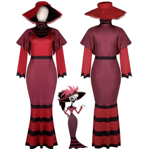 bbganlian Anime Hazbin Hotel Rosie Cosplay Kostüm Outfit Charlie Morningstar Rollenspiel Uniform Komplettes Set Halloween Karneval Party Dress Up Anzug mit Hut für Frauen Mädchen (L) von bbganlian