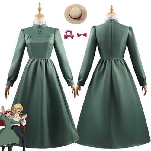 bbganlian Anime Howl's Moving Castle Sophie Cosplay Kostüm Outfit Rollenspiel Uniform Kleider Komplettes Set Halloween Party Karneval Dress Up Anzug mit Hut für Frauen Mädchen (L) von bbganlian