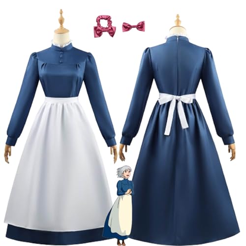 bbganlian Anime Howl's Moving Castle Sophie Maid Cosplay Kostüm Outfit Rollenspiel Uniform Kleider Komplettes Set Halloween Party Karneval Dress Up Anzug für Frauen Mädchen (L) von bbganlian