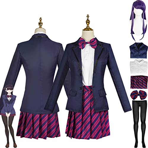 bbganlian Anime Komi Can't Communicate Komi Shouko Cosplay Kostüm Outfit Rollenspiel JK Uniform Komplettes Set Halloween Party Karneval Dress Up Anzug mit Perücke für Frauen (XS) von bbganlian