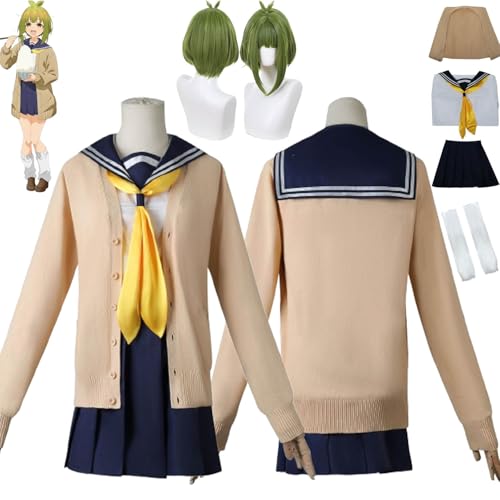 bbganlian Anime My Deer Friend Nokotan Meme Bashame Cosplay Kostüm Outfit Shikanoko Noko JK Uniform Komplettes Set Halloween Party Karneval Dress Up Anzug mit Perücke für Frauen (XL) von bbganlian