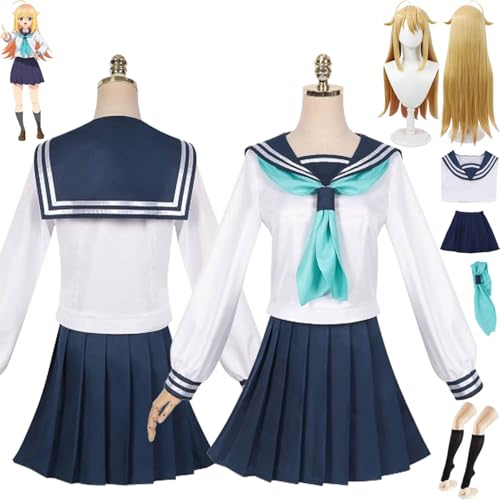 bbganlian Anime My Deer Friend Nokotan Torako Koshi Cosplay Kostüm Outfit Shikanoko Noko JK Uniform Komplettes Set Halloween Karneval Dress Up Anzug mit Perücke für Frauen Mädchen (S) von bbganlian