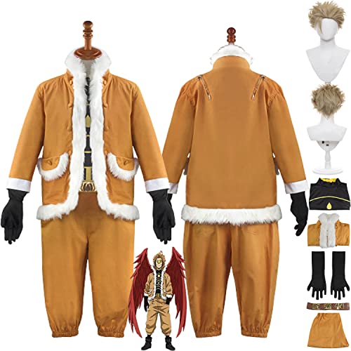 bbganlian Anime My Hero Academia Hawks Cosplay Kostüm Outfit Keigo Takami Rollenspiel Uniform Komplettes Set Halloween Karneval Party Dress Up Anzug mit Perücke für Männer (S) von bbganlian