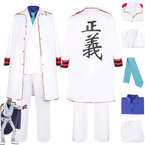 bbganlian Anime One Piece Monkey D. Garp Cosplay Kostüm Outfit Portgas D. Ace Rollenspiel Uniform Umhang Komplettes Set Halloween Karneval Party Dress Up Anzug für Männer Jungen (XXL) von bbganlian