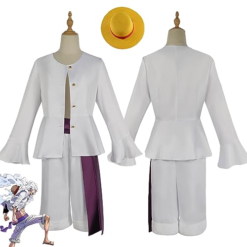 bbganlian Anime One Piece Nika Luffy Cosplay Kostüm Outfit Monkey D. Luffy Rollenspiel Uniform Komplettes Set Halloween Karneval Party Dress Up Anzug mit Hut für Männer (S) von bbganlian