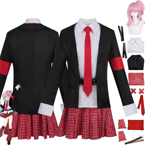 bbganlian Anime Shugo Chara Hinamori Amu Cosplay Kostüm Outfit Tsukiyomi Utau Jk Uniform Komplettes Set Halloween Party Dress Up Anzug mit Perücke Kopfschmuck für Frauen Mädchen (XS) von bbganlian