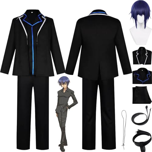 bbganlian Anime Shugo Chara Tsukiyomi Ikuto Cosplay Kostüm Outfit Hinamori Amu Uniform Komplettes Set Halloween Karneval Dress Up Anzug mit Perücke Halskette für Männer Jungen (L) von bbganlian