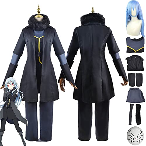 bbganlian Anime That Time I Got Reincarnated As A Slime Cosplay Kostüm Outfit Rimuru Tempest Uniform Komplettes Set Halloween Party Karneval Dress Up Anzug mit Perücke für Frauen (S) von bbganlian