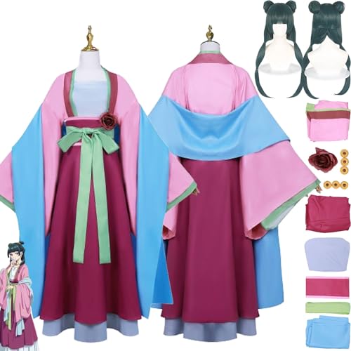 bbganlian Anime The Apothecary Diaries Maomao Neue Haut Cosplay Kostüm Outfit Rollenspiel Uniform Komplettes Set Halloween Dress Up Anzug mit Perücke Haarnadel für Frauen Mädchen (M) von bbganlian